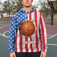Personalized American Flag Sports Hoodie, Custom Name Multi-Sport Fleece Sweatshirt