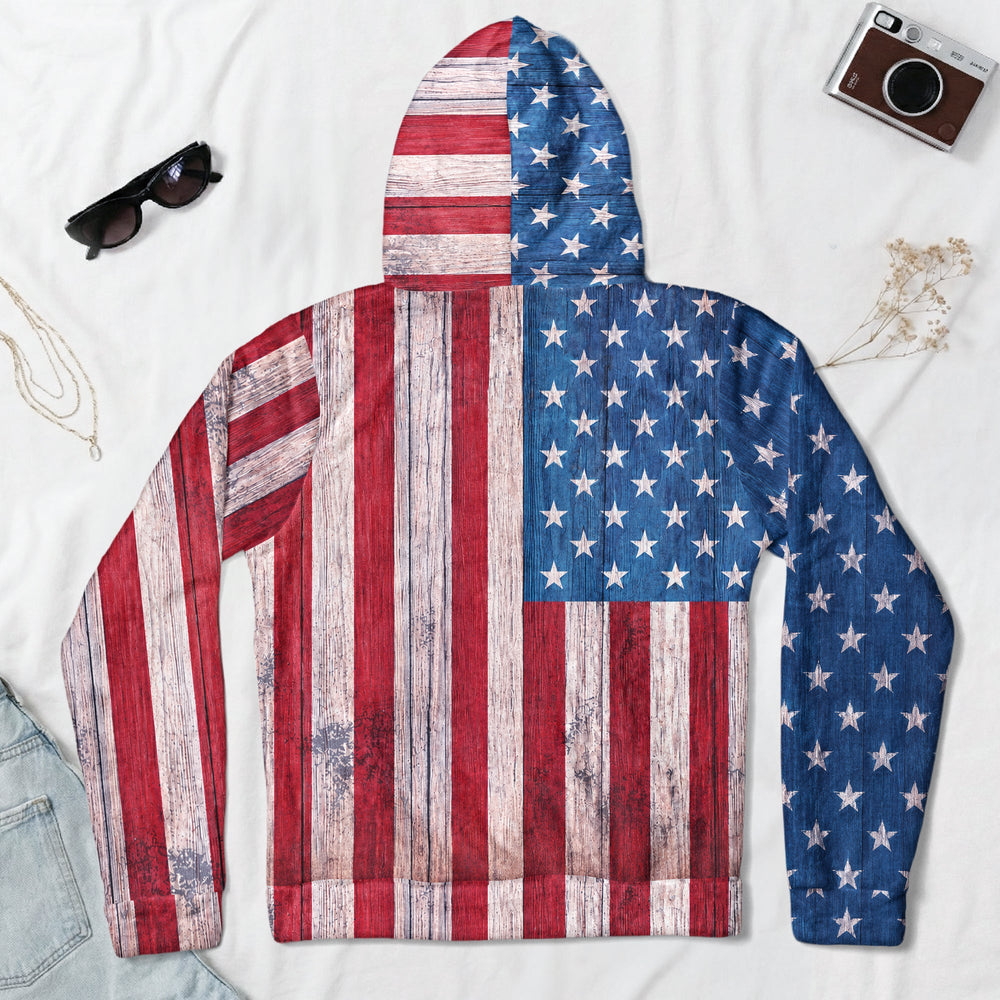 Personalized American Flag Sports Hoodie, Custom Name Multi-Sport Fleece Sweatshirt
