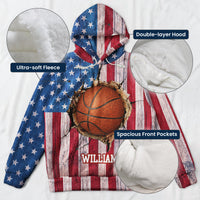 Personalized American Flag Sports Hoodie, Custom Name Multi-Sport Fleece Sweatshirt