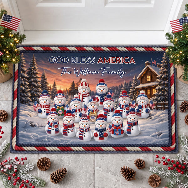 Custom Family America 250th Anniversary Doormat - Christmas Holiday Gift