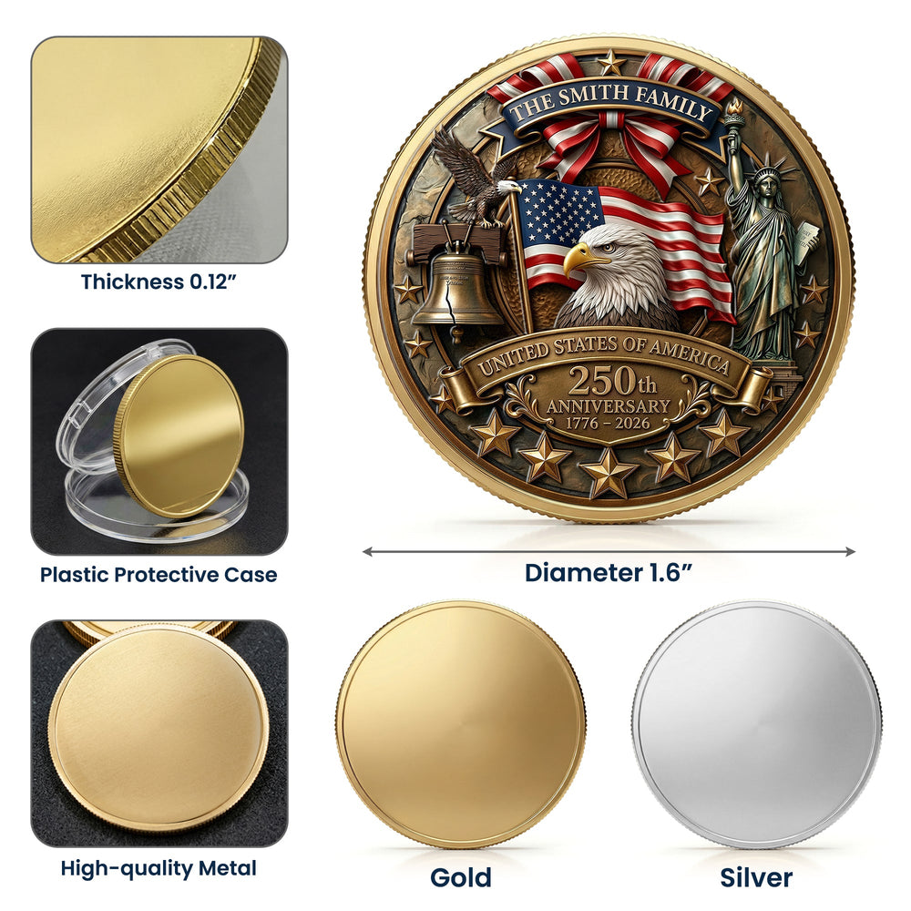America 250th Anniversary Patriotic 2026 - Personalized Coin