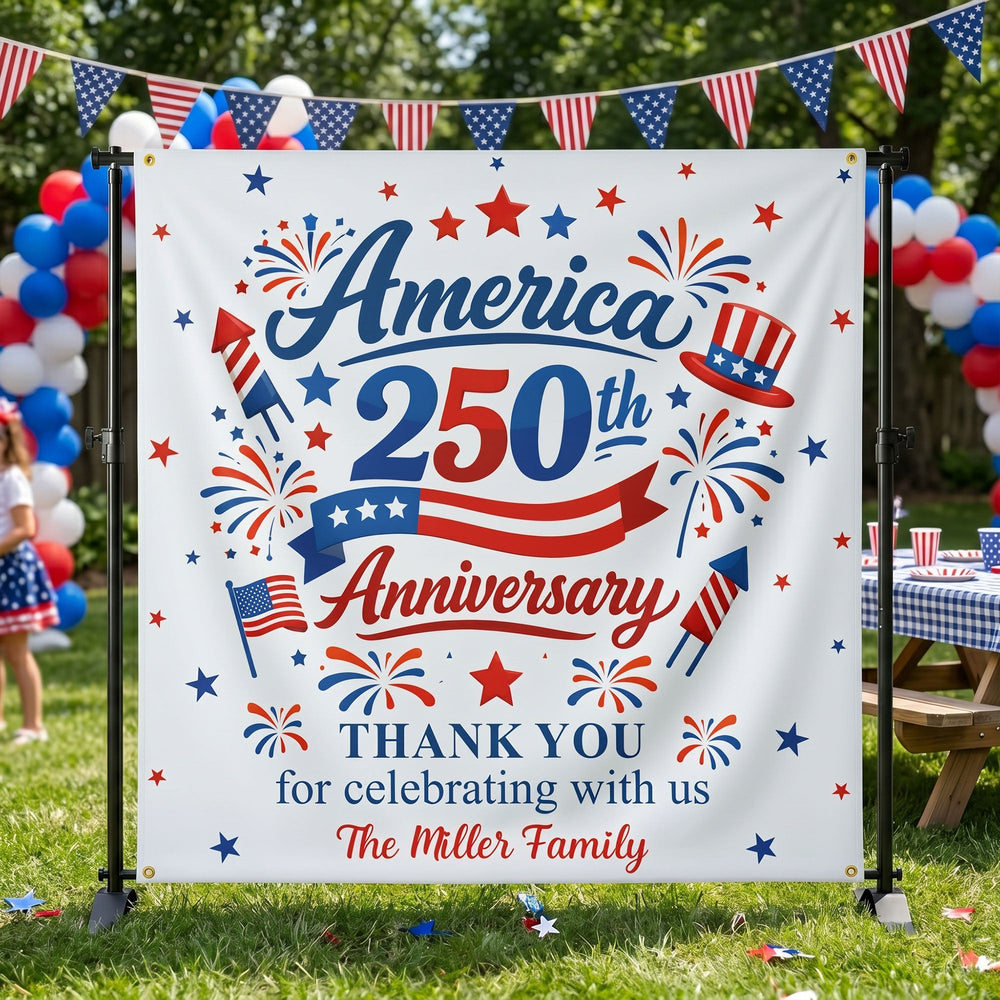 America 250Th Anniversary Thank You For Celebrating With Us - Personalized Backdrop