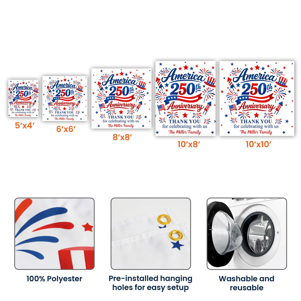 America 250Th Anniversary Thank You For Celebrating With Us - Personalized Backdrop