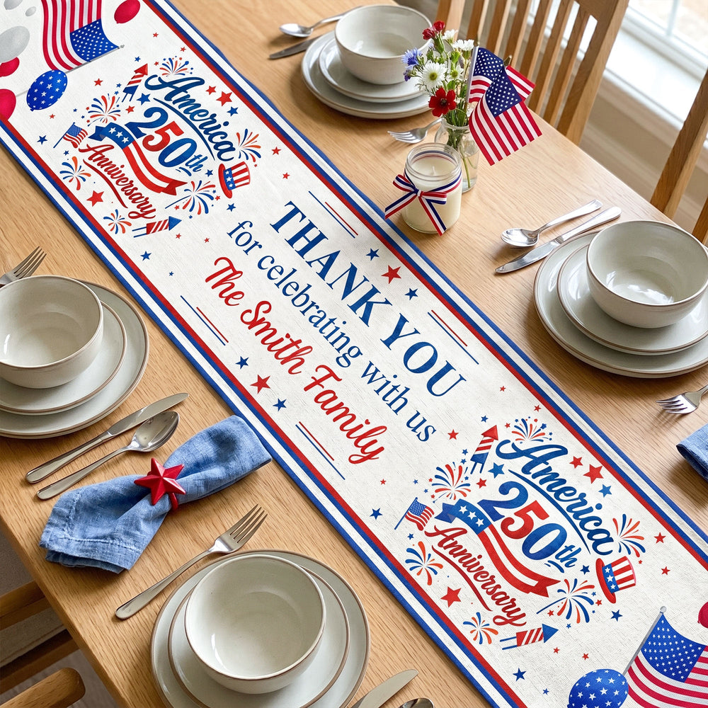 America 250th Anniversary Thank You For Celebrating With Us - Personalized Table Runner