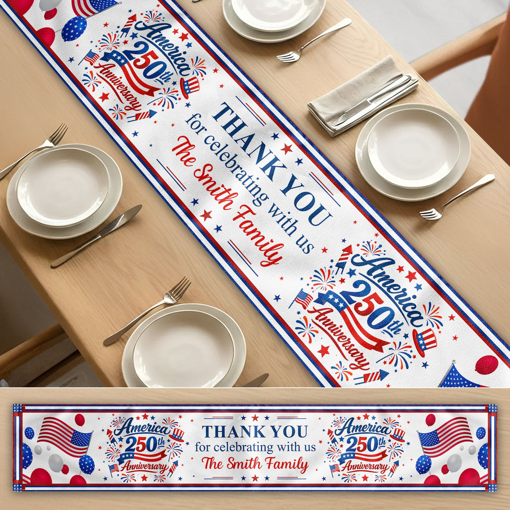 America 250th Anniversary Thank You For Celebrating With Us - Personalized Table Runner