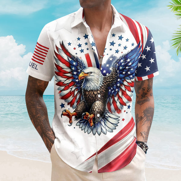 America 250th Anniversary USA Pride Patriotic Eagle - Personalized Hawaiian Shirt