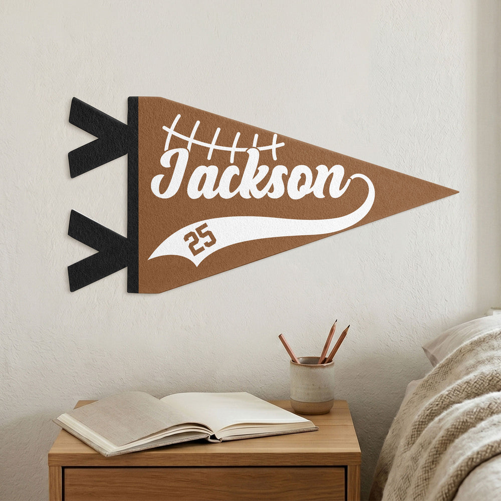 Personalized American Football Player Name & Number Pennant Flag