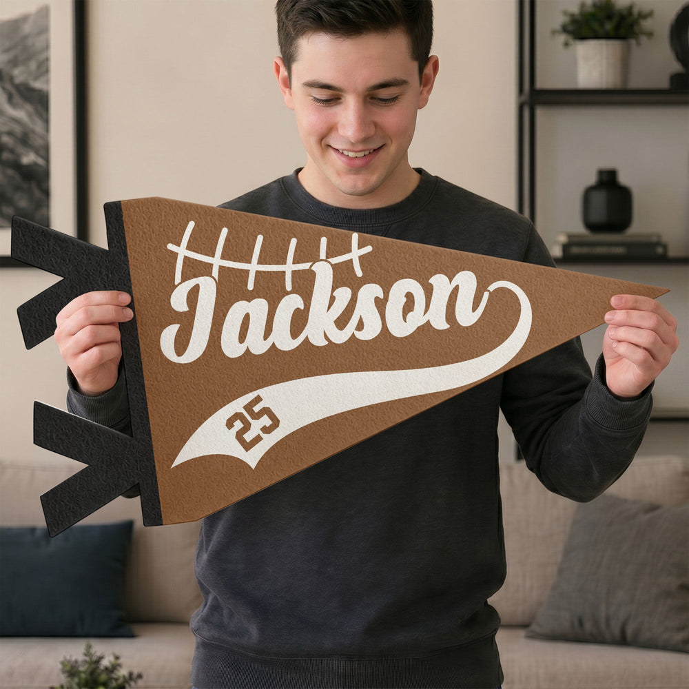 Personalized American Football Player Name & Number Pennant Flag