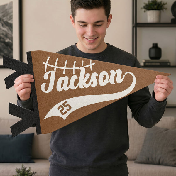 Personalized American Football Player Name & Number Pennant Flag