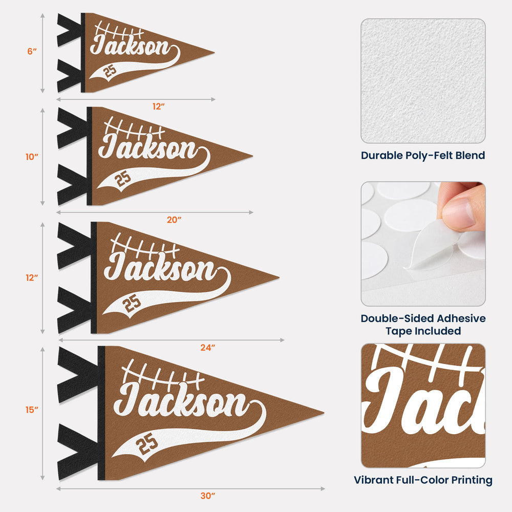 Personalized American Football Player Name & Number Pennant Flag