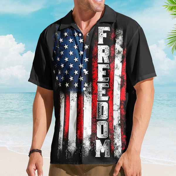 American Freedom Flag Patriotic Design - Personalized Hawaiian Shirt