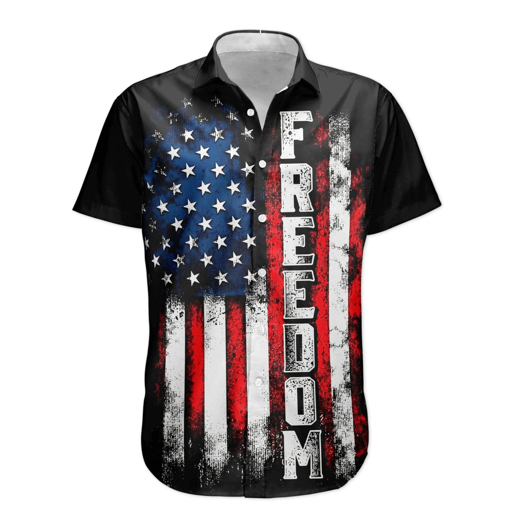 American Freedom Flag Patriotic Design - Personalized Hawaiian Shirt