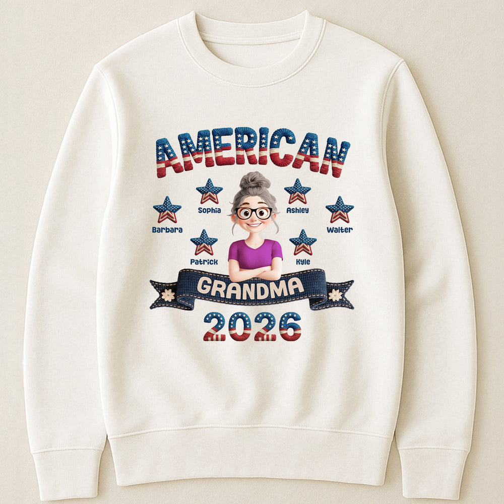 American Grandma Faux Pattern - Personalized Shirt