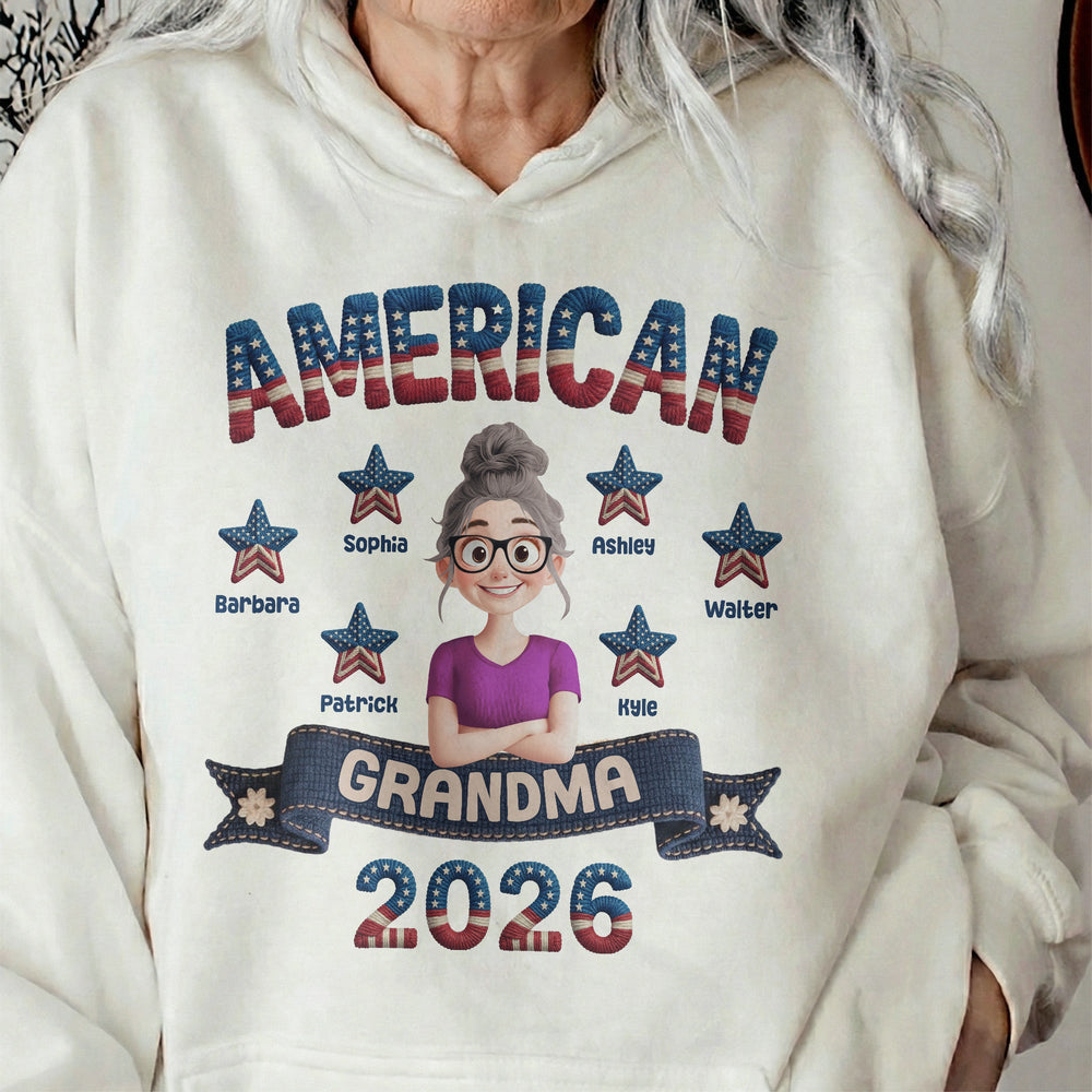 American Grandma Faux Pattern - Personalized Shirt