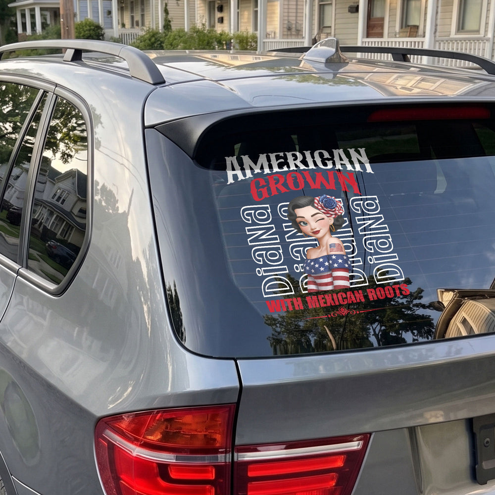 American Grown With Mexican Puerto Rican Cuban Hispanic Roots - Personalized Decal