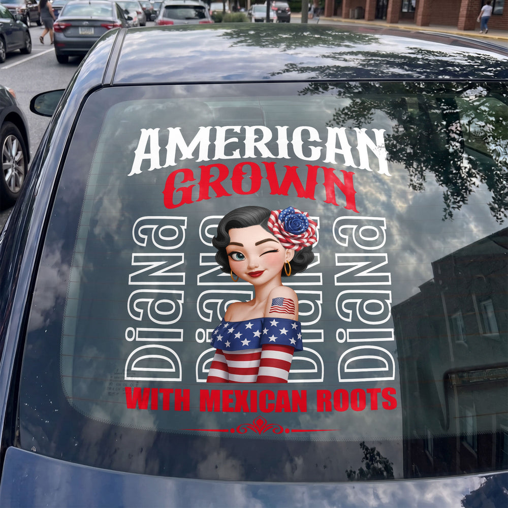 American Grown With Mexican Puerto Rican Cuban Hispanic Roots - Personalized Decal