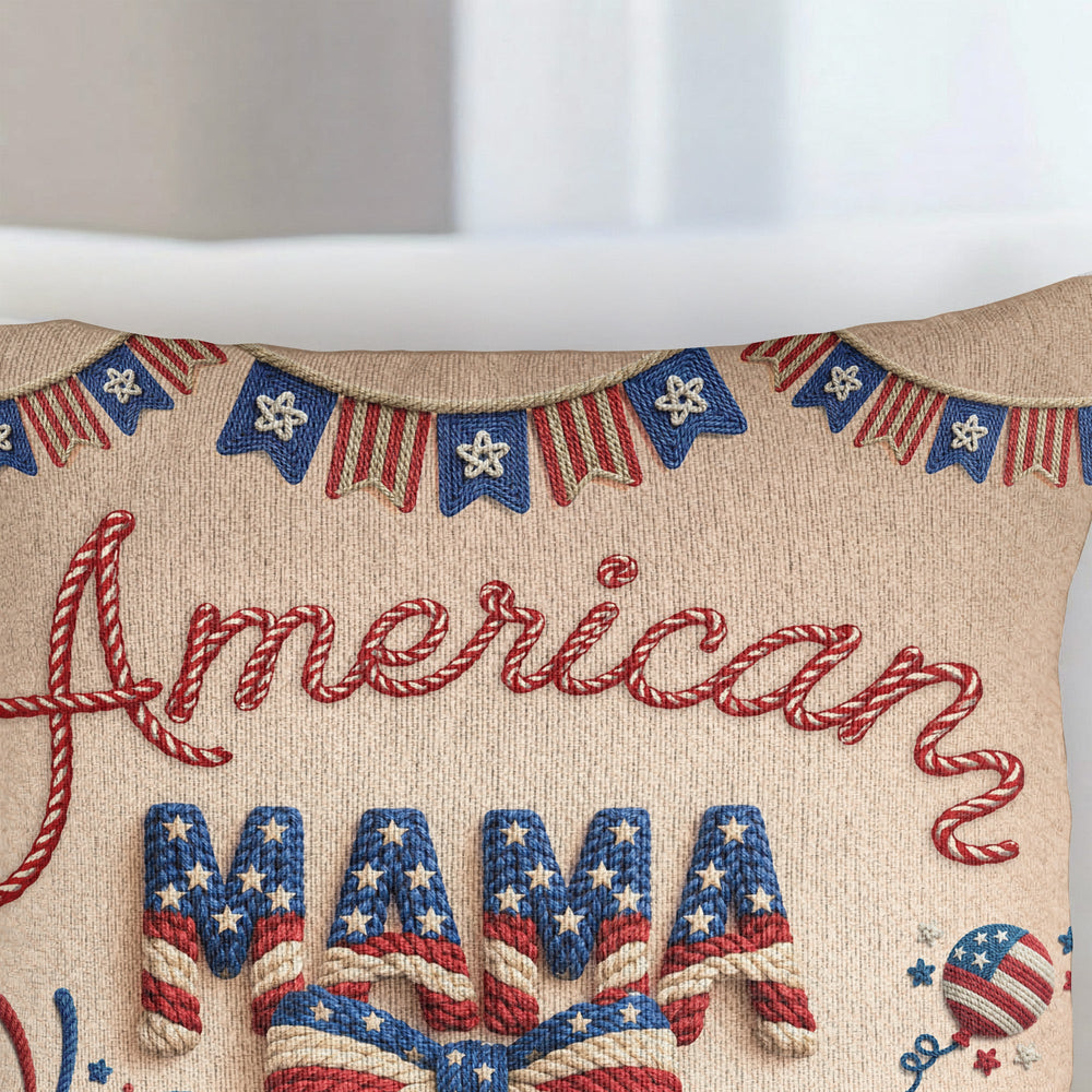 American Mama Grandma 250th Birthday USA Faux Pattern - Personalized Pillow Cover