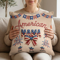American Mama Grandma 250th Birthday USA Faux Pattern - Personalized Pillow Cover
