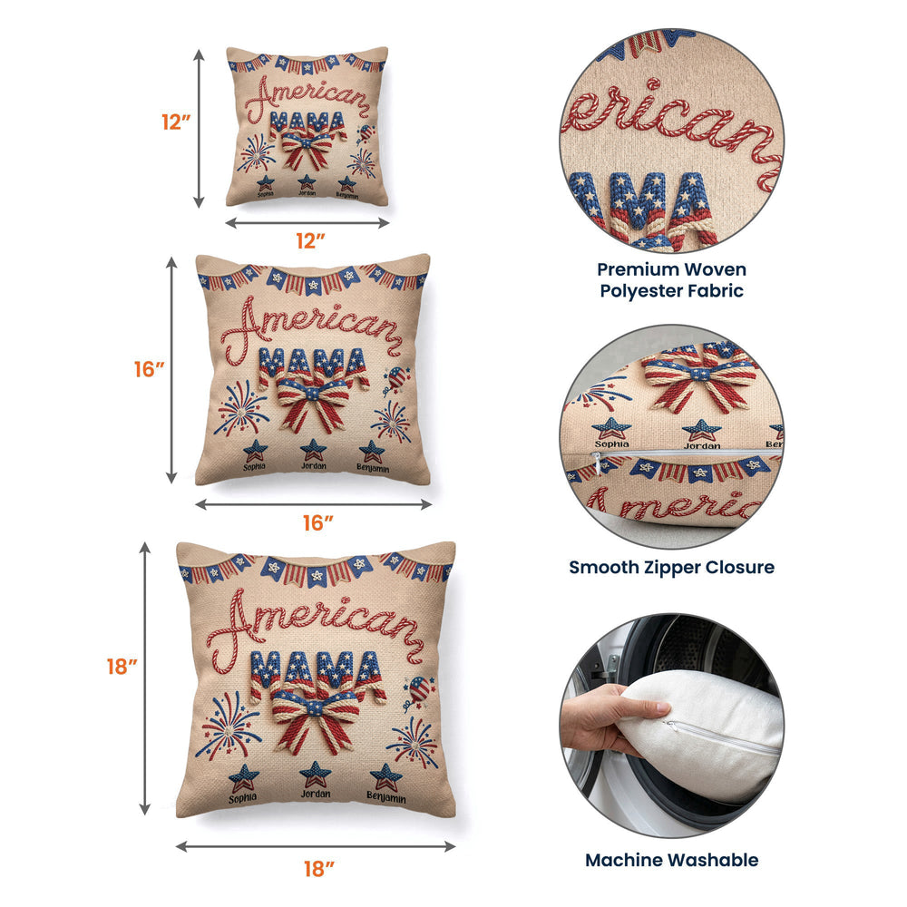American Mama Grandma 250th Birthday USA Faux Pattern - Personalized Pillow Cover