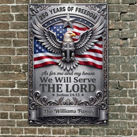 As For Me And My House We Will Serve The Lord 250Th USA - Personalized Metal Sign