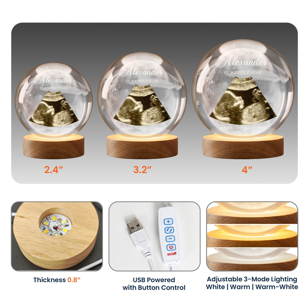 Baby Expecting Ultrasound Custom Photo - Personalized Night Light