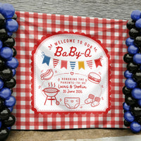 Personalized Baby-Q Baby Shower Backdrop – Custom Name Photo Background Banner