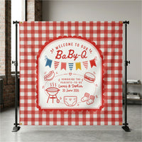Personalized Baby-Q Baby Shower Backdrop – Custom Name Photo Background Banner