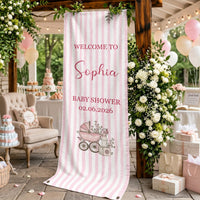 Personalized Baby Shower Fabric Banner – Custom Name Stripe Welcome Sign