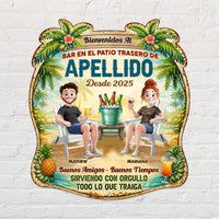 Backyard Bar Patio Spanish Bienvenidos Al Bar En El Patio Trasero De - Personalized Metal Sign