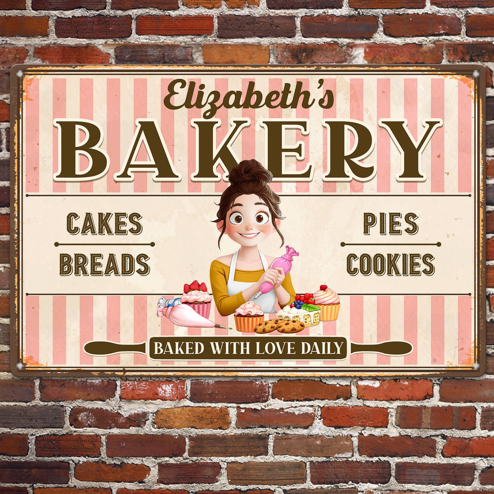 Baked With Love - Personalized Metal Sign