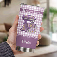 Personalized Bakers Gonna Bake Tumbler, Custom Birth Flower Stainless Steel Cup for Her