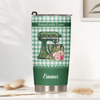 Personalized Bakers Gonna Bake Tumbler, Custom Birth Flower Stainless Steel Cup for Her