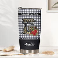 Personalized Bakers Gonna Bake Tumbler, Custom Birth Flower Stainless Steel Cup for Her