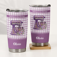 Personalized Bakers Gonna Bake Tumbler, Custom Birth Flower Stainless Steel Cup for Her