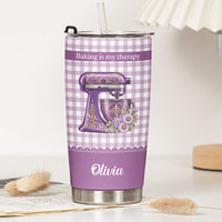 Personalized Bakers Gonna Bake Tumbler, Custom Birth Flower Stainless Steel Cup for Her