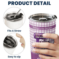 Personalized Bakers Gonna Bake Tumbler, Custom Birth Flower Stainless Steel Cup for Her