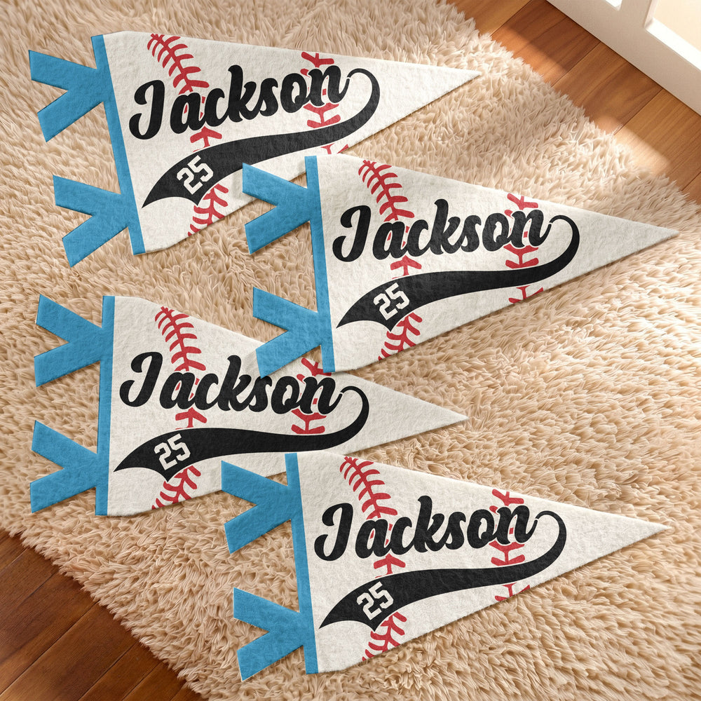 Personalized Baseball Player Name & Number Pennant Flag
