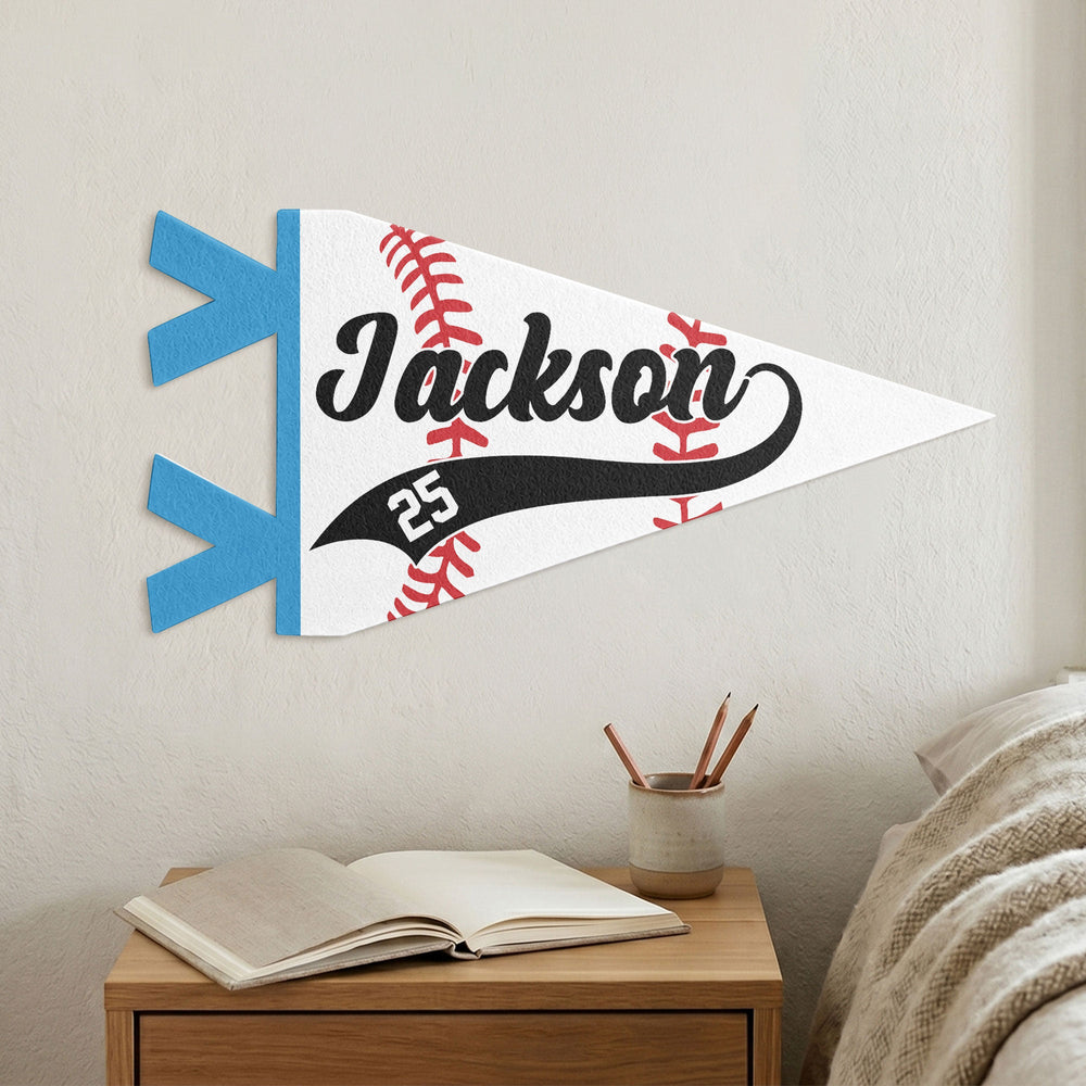 Personalized Baseball Player Name & Number Pennant Flag