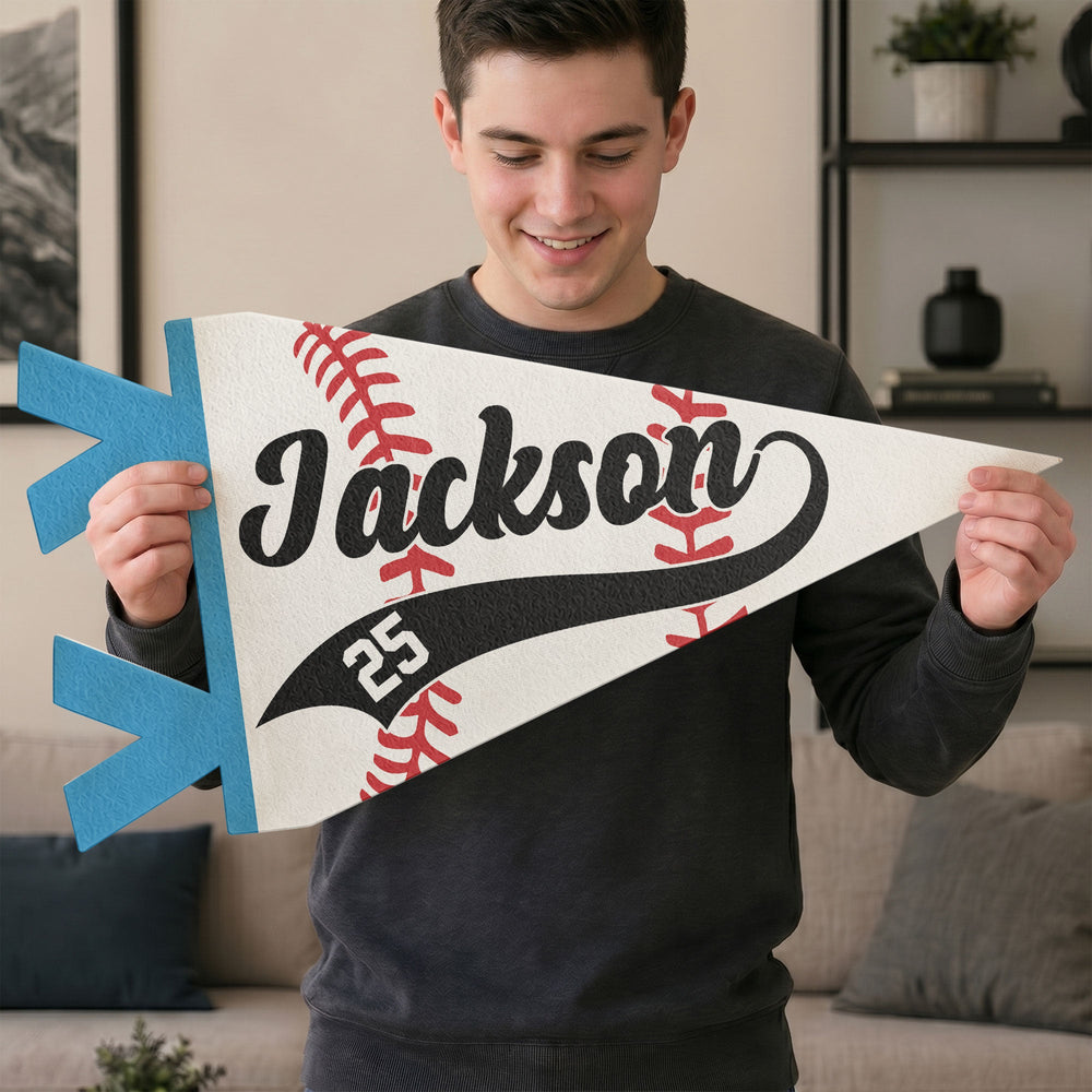 Personalized Baseball Player Name & Number Pennant Flag