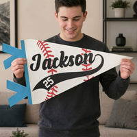 Personalized Baseball Player Name & Number Pennant Flag