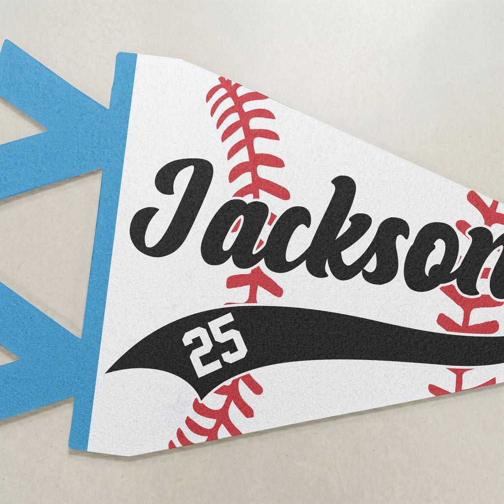 Personalized Baseball Player Name & Number Pennant Flag