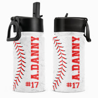 Baseball Water Bottle With Name And Number - Personalized Water Bottle