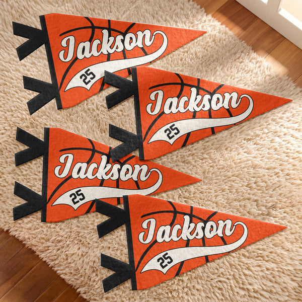 Personalized Basketball Player Name & Number Pennant Flag