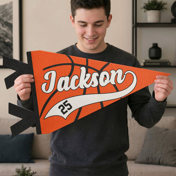 Personalized Basketball Player Name & Number Pennant Flag
