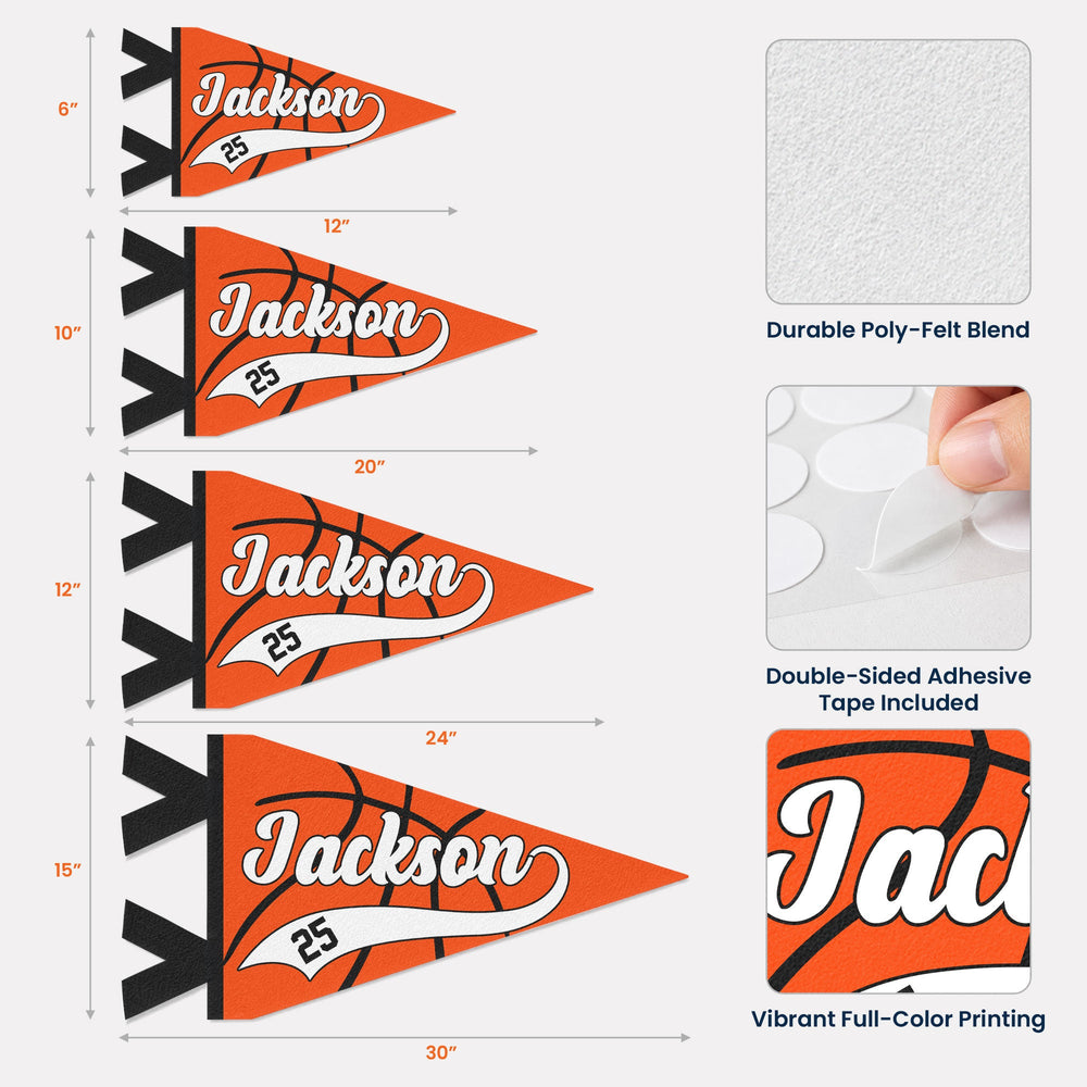 Personalized Basketball Player Name & Number Pennant Flag