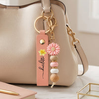 Personalized Birth Flower Keychain - Be Safe Have Fun Wristlet Gift for Daughter