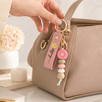 Personalized Birth Flower Keychain - Be Safe Have Fun Wristlet Gift for Daughter