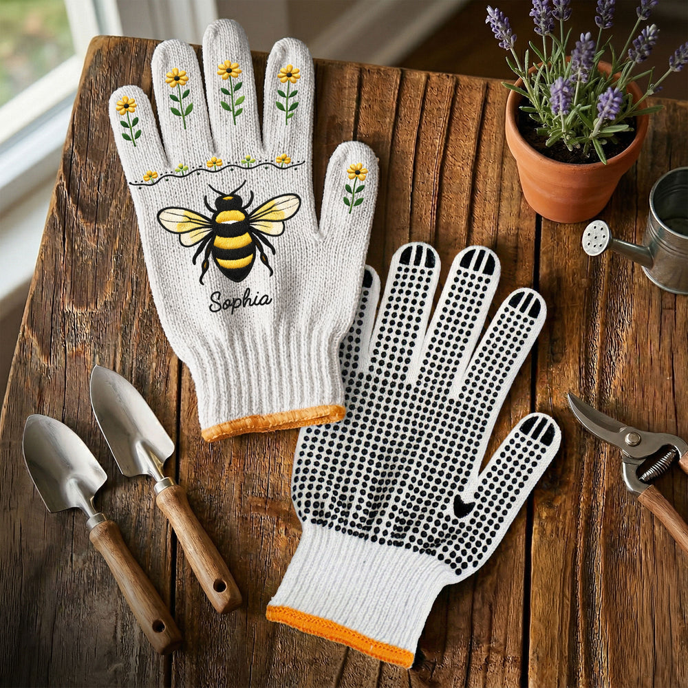 Bee Butterfly Lavender Tomatoes - Personalized Gardening Gloves
