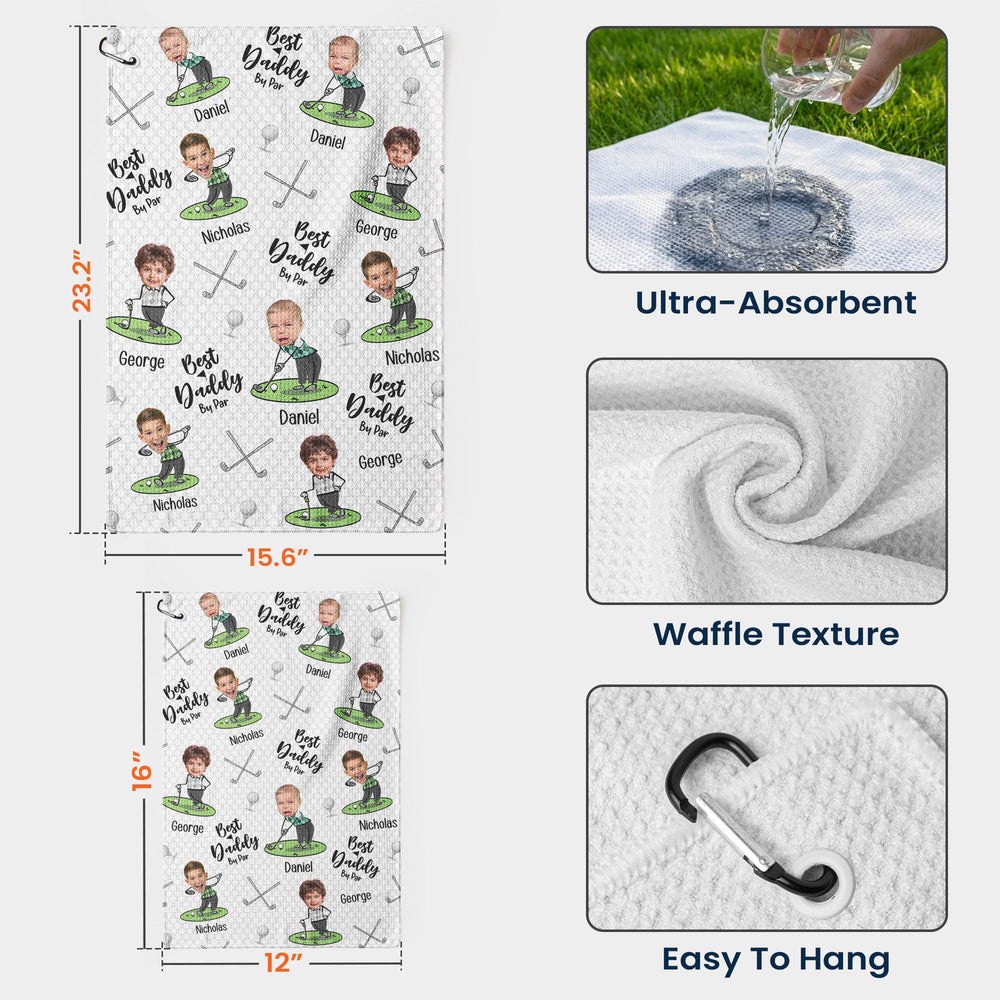 Best Dad By Par Best Papa By Par - Personalized Photo Golf Towel