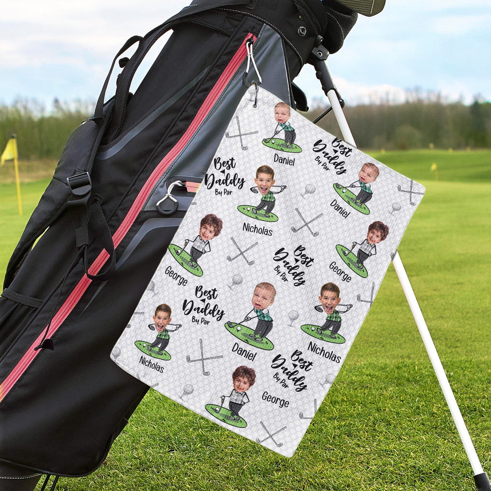 Best Dad By Par Best Papa By Par - Personalized Photo Golf Towel